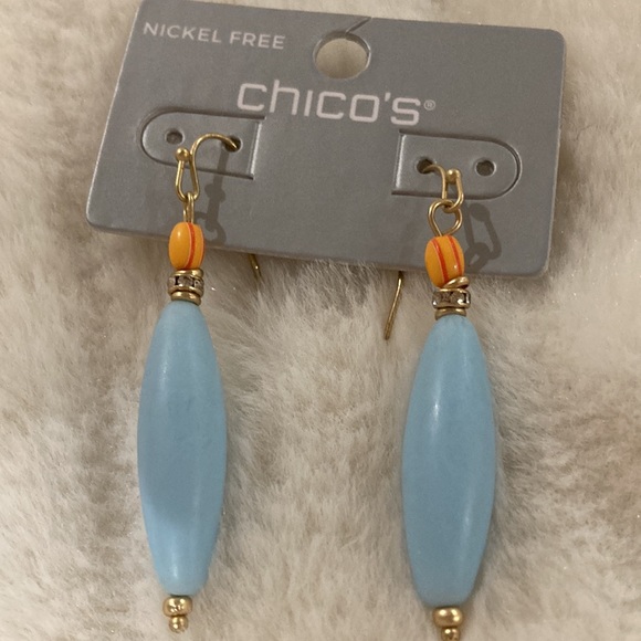 Chicos NWT Beaded Blue Drop Earrings - Picture 2 of 3